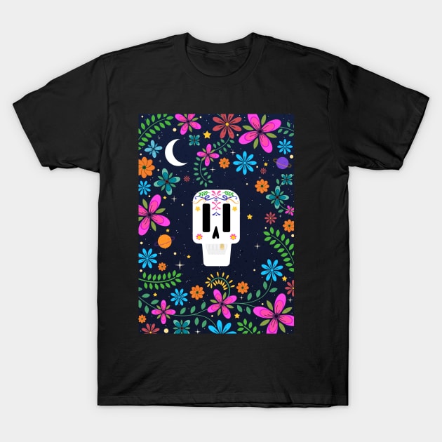 Sugar Skull Dia De Los Muertos Day of the Dead Halloween T-Shirt by CoconuTacha